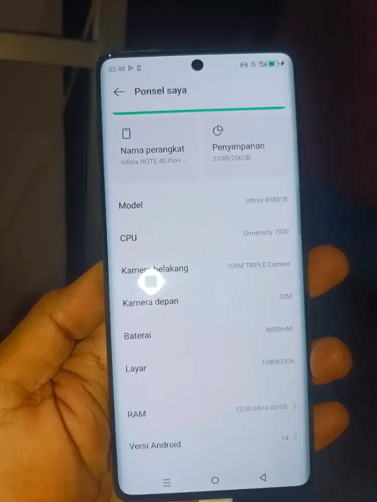 infinix note 40pro+ 5g 12+12/256 gb