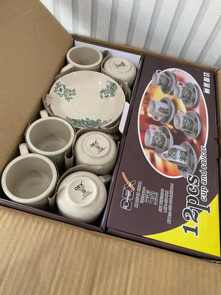 Cangkir kopi kopitiam vintage 1 set isi 6 pcs tatakan dan 6pcs cangkir