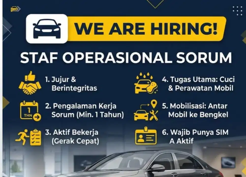 LOWONGAN KERJA SORUM MOBIL BEKAS