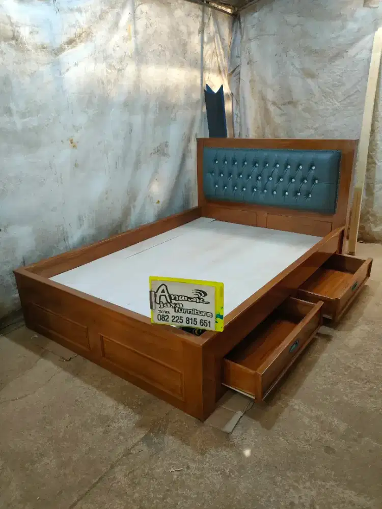 Tempat tidur minimalis new full kayu jati