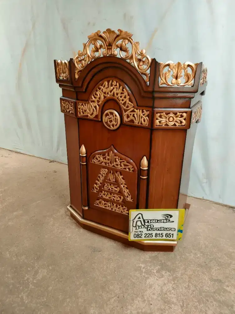 Mimbar masjid podium full kayu jati