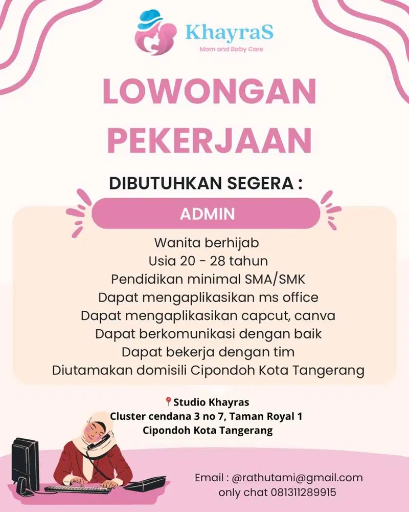 Lowongan ADMIN Baby Spa