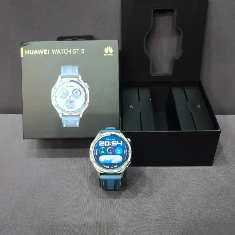 Huawei Watch GT 5 46mm Blue Woven Strap Fullset Mulus