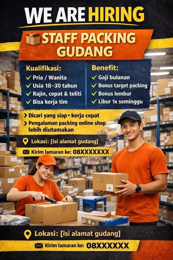Lowongan Kerja Packing (lebaran tetap kerja)