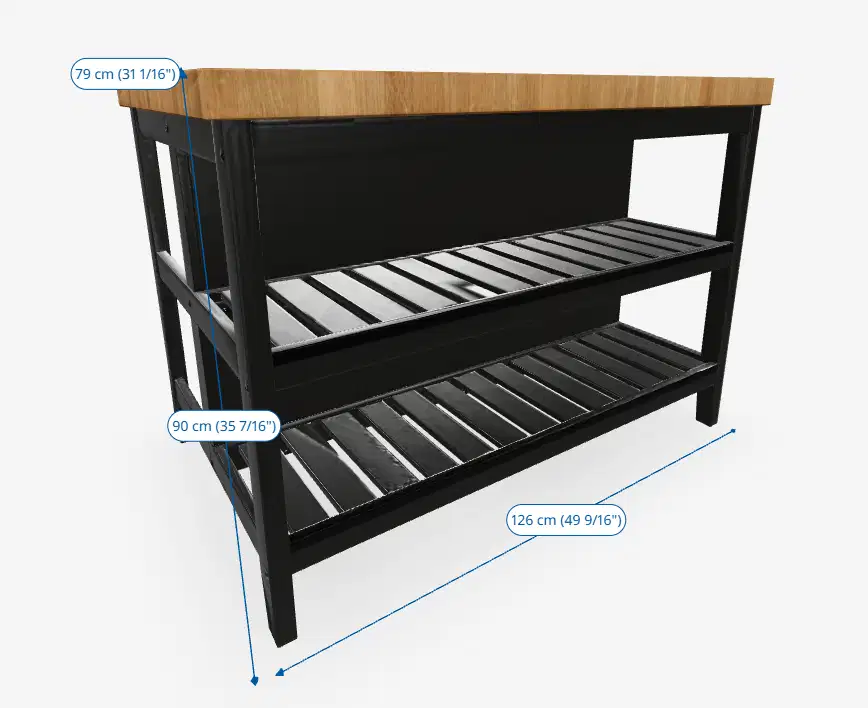 MEJA DAPUR | KITCHEN ISLAND | I K E A | VADHOLMA | BLACK | OAK | 90%