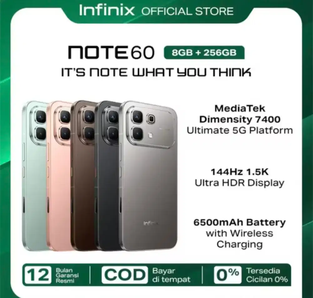 Jual hp infinix note 60 8/256 ,second