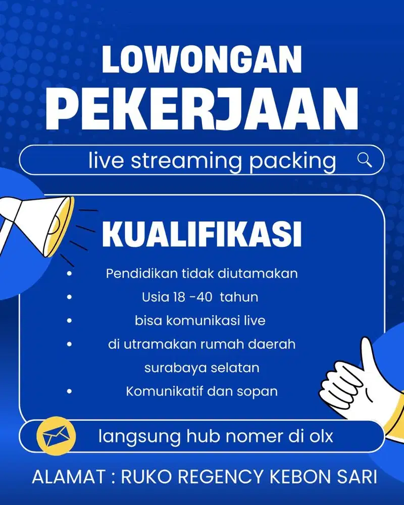 Dicari host LIVE & admin packing toko PARFUM