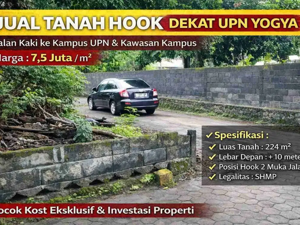 Jual Tanah Hook Dekat UPN Jogja – Jalan Kaki ke Kampus