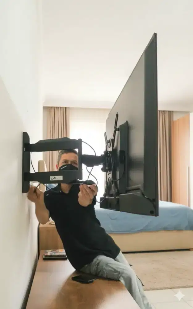 pasang & jual bracket swivel double arm utk gantungan tv led di tembok