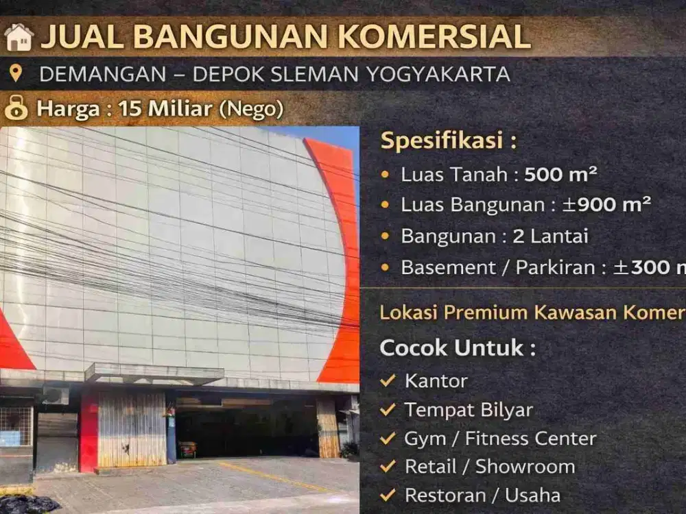 Gedung Komersial 2 Lantai di Demangan Depok Sleman – Lokasi Premium Area Bisnis