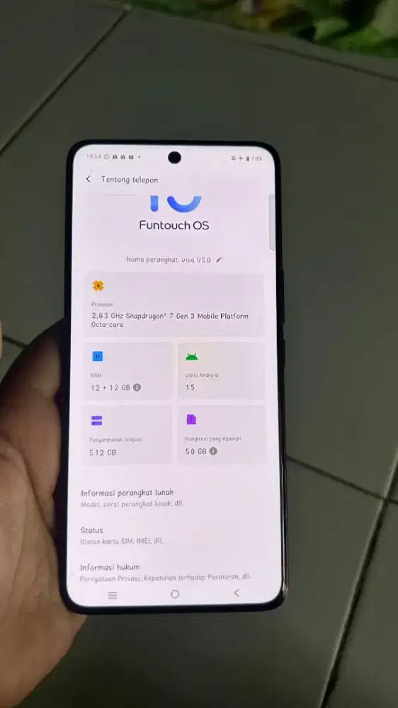 Hp vivo v50 ram 12+12/512