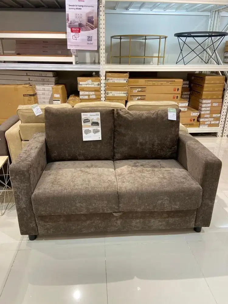 Jual baru sofa 2seater+storage bahan bludru gratis kirim