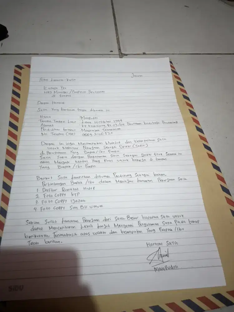 Nyari pekerjaan supir