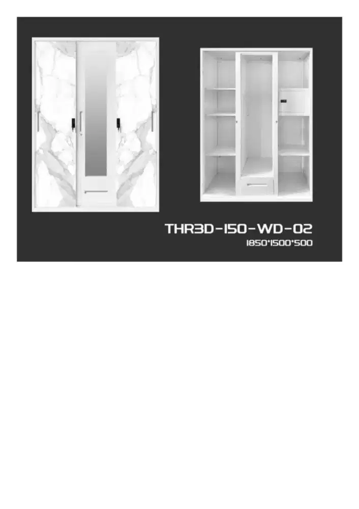 Lemari baju bahan besi plat 3 pintu laci 1 jumbo