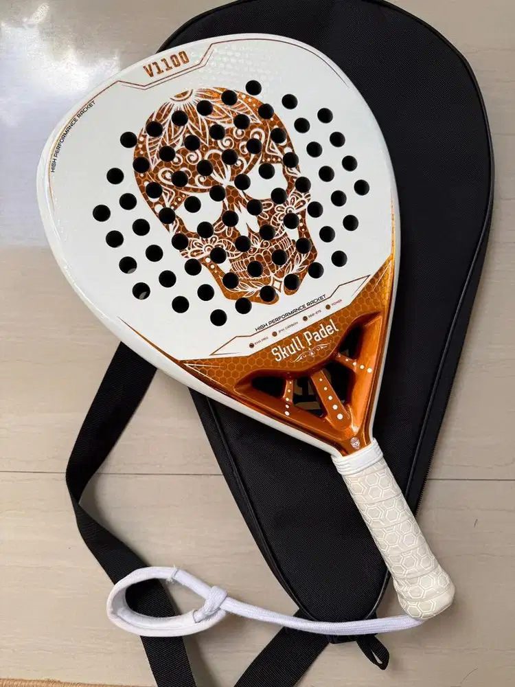 Raket Padel Skull Padel 24k Carbon White Cooper