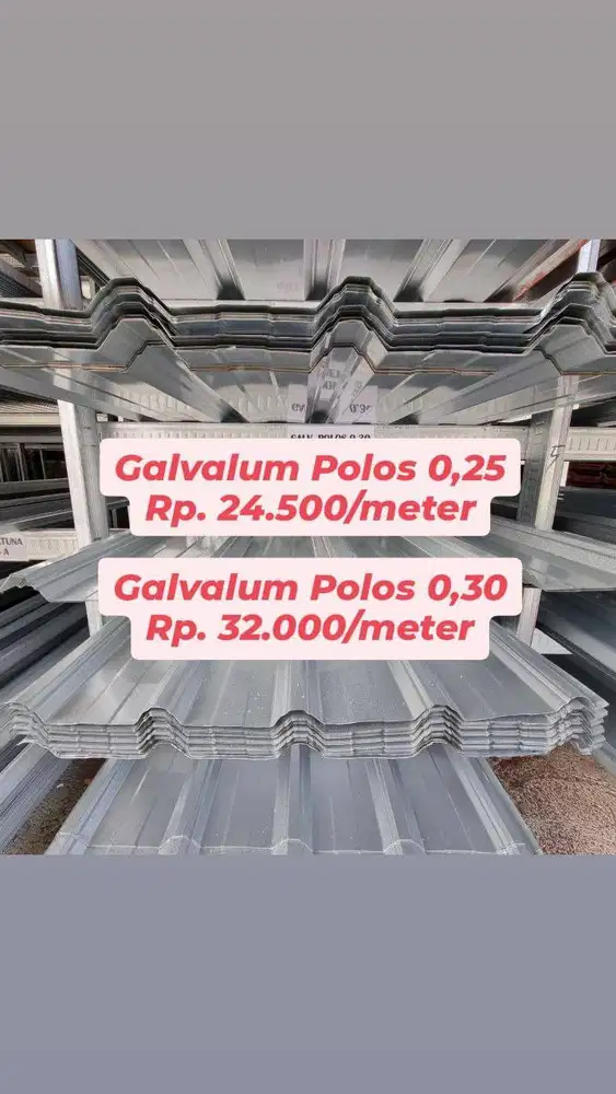 Galvalum Polos, Pasir, dan Bening 1mm