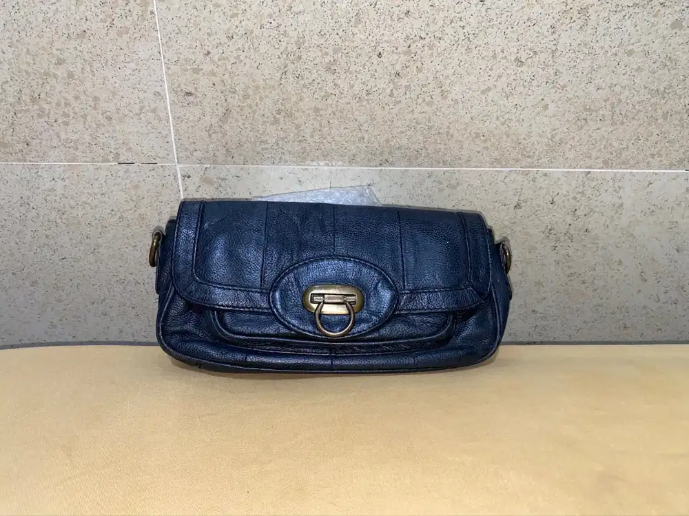 tas hand bag sling cewe wanita full kulit leather hitam black LIKE NEW