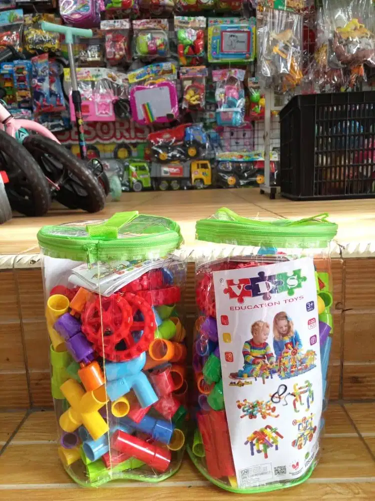 mainan anak lego pipa isi 100pcs