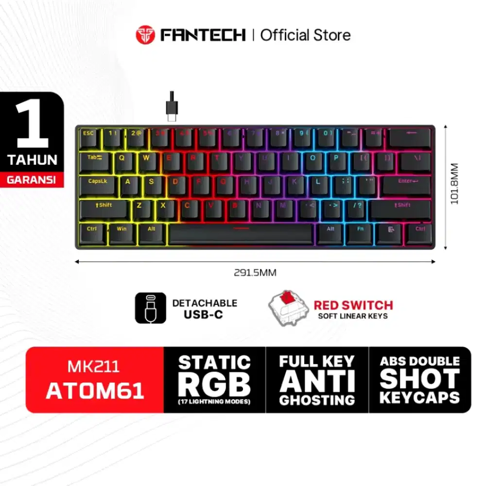 FANTECH MK211 WIRED KEYBOARD MECHANICAL GAMING WITH STATIC RGB 17
