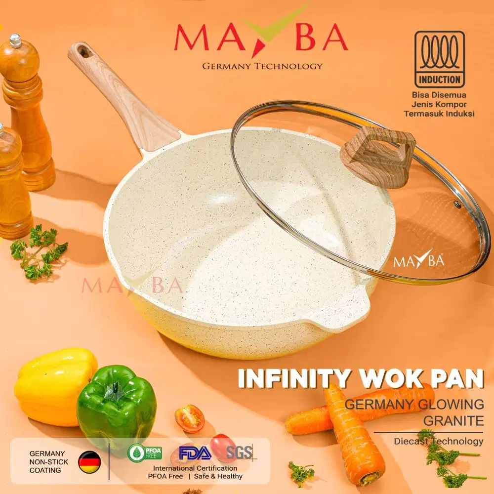 Mayba Wok Pan 30cm Anti Lengket Granite Germany | Wajan Besar Induksi