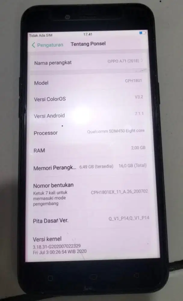 Oppo A71 hidup langgeng seadanya