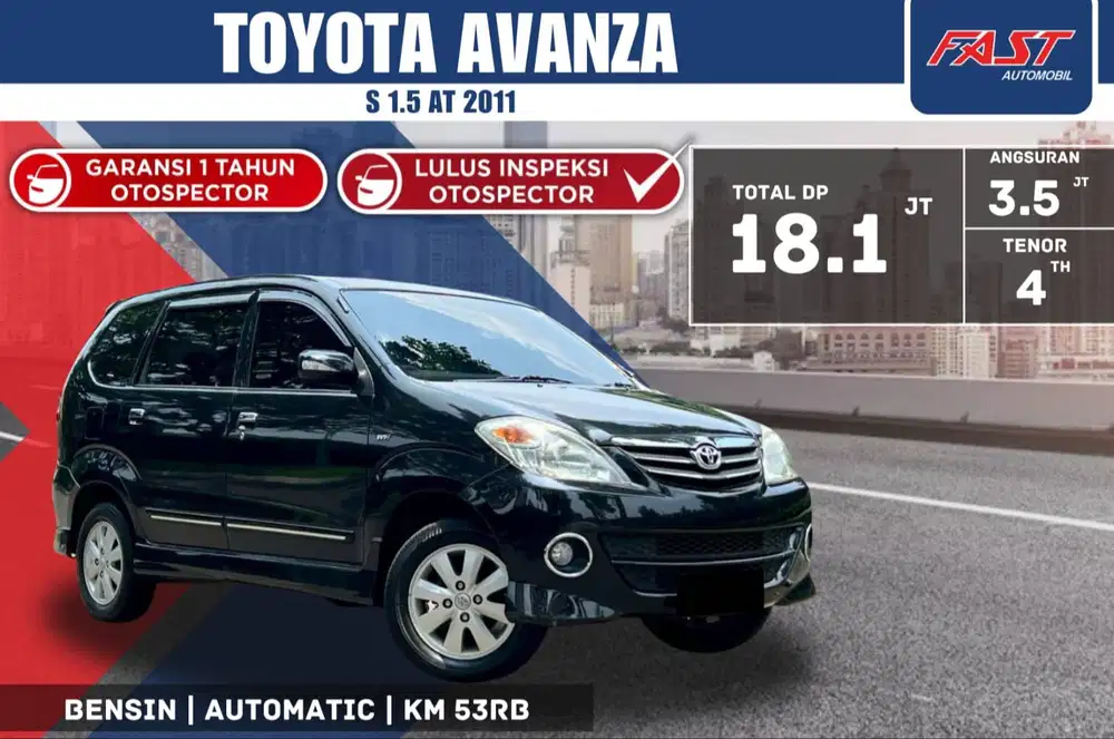 TOYOTA AVANZA S 2011 1.5 AT LOW KM.53RB & PAJAK PANJANG