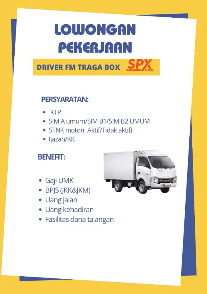 DIBUTUHKAN DRIVER SIM A UMUM TRAGA BOX