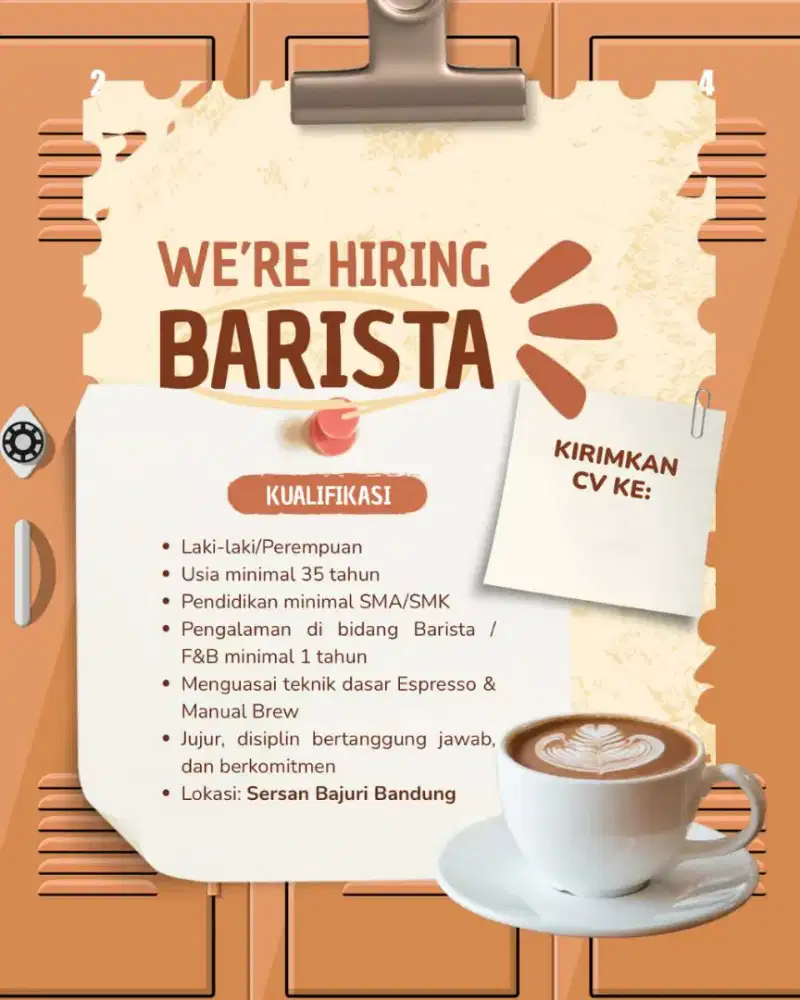 Lowongan Kerja Loker Barista Cafe Baru Sersan Bajuri Bandung