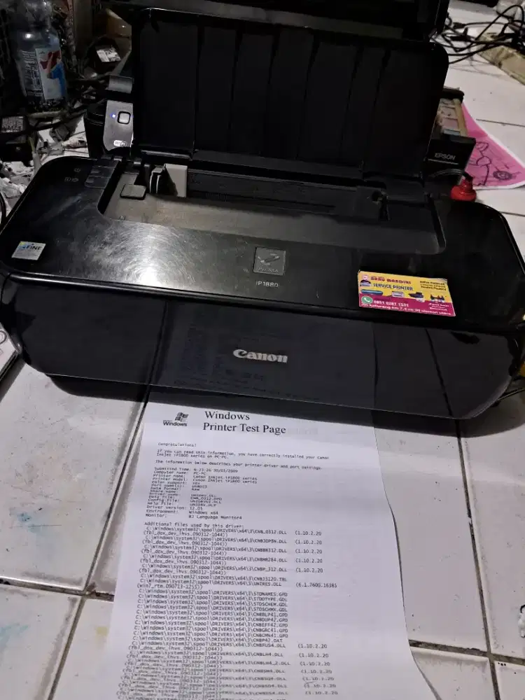 Printer canon ip 1880 infusan. Tinggal pake