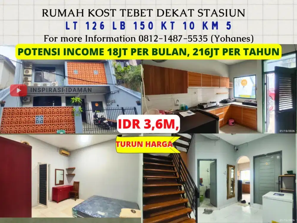 Rumah Kost Tebet 2 mobil 2 Lantai Dekat Stasiun