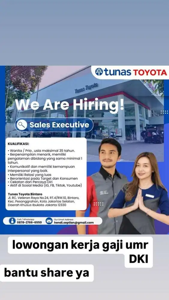 LOWONGAN PEKERJAAN MENJADI MARKETING TOYOTA