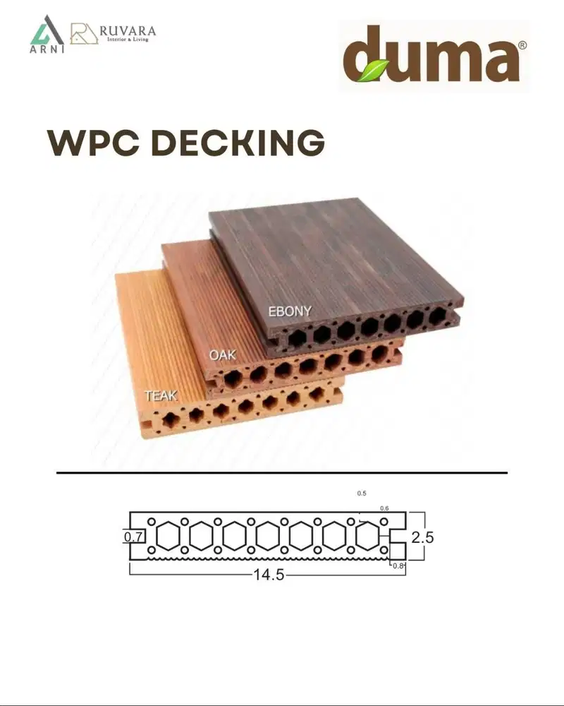 Decking Duma 145 – WPC Outdoor Tahan Cuaca Anti Rayap