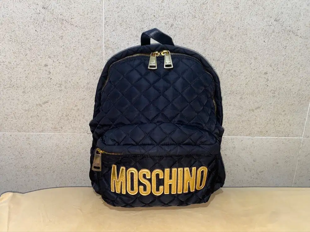 tas ransel backpack brand Moschino nylon tebal hitam black LIKE NEW