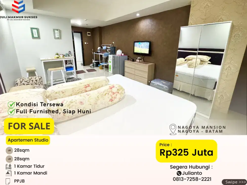 Dijual Apartemen Studio Full Furnished di Nagoya Mansion Batam