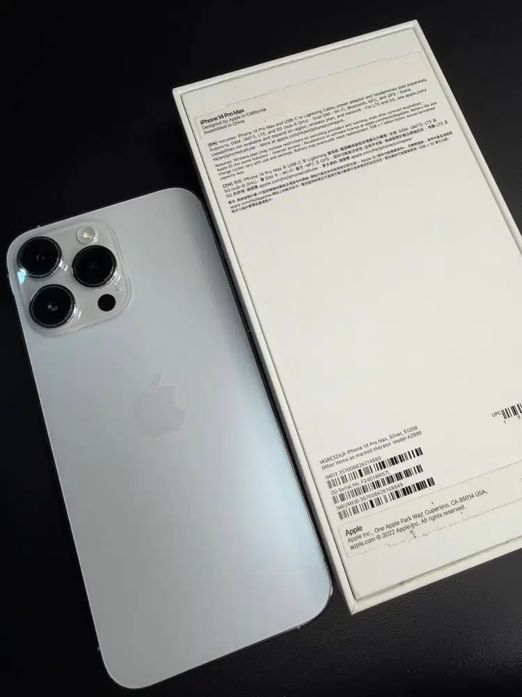 Apple iPhone 14 Pro Max 512GB Silver HK SET Dual Sim Pemakaian Pribadi