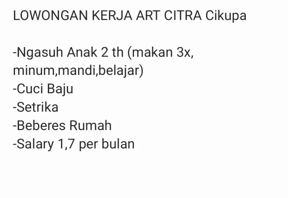 Cari ART Yaa yang niat