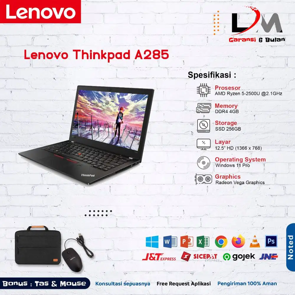 Lenovo Thinkpad A285 Ryzen 5-2500U Ram 8GB Ssd 128GB 13.3 Inch Win 10