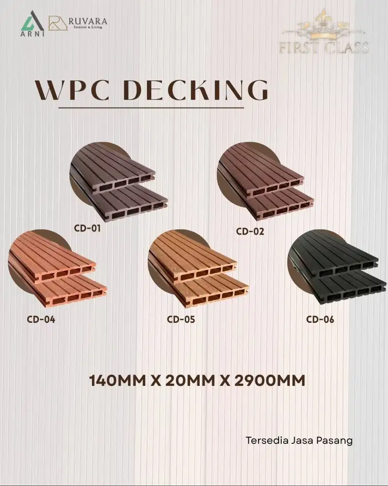 Decking Chiara 2,9 Meter - WPC Outdoor Premium Tahan Cuaca Anti Rayap