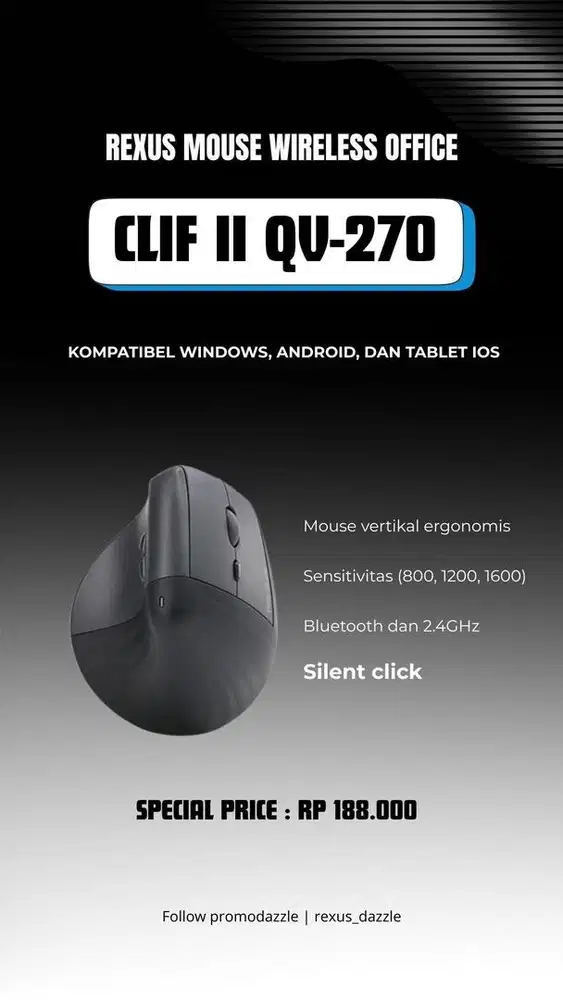 Mouse Vertikal wireless QV270 clif II