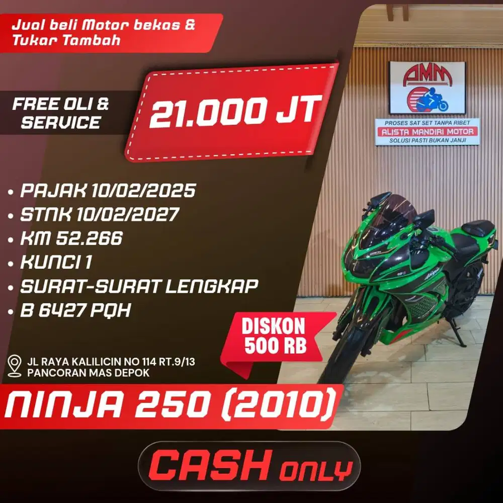 NINJA 250 2010 CC 0% KREDIVO TOKPED SPAYLETTER INDODANA GOPAYLETTER M