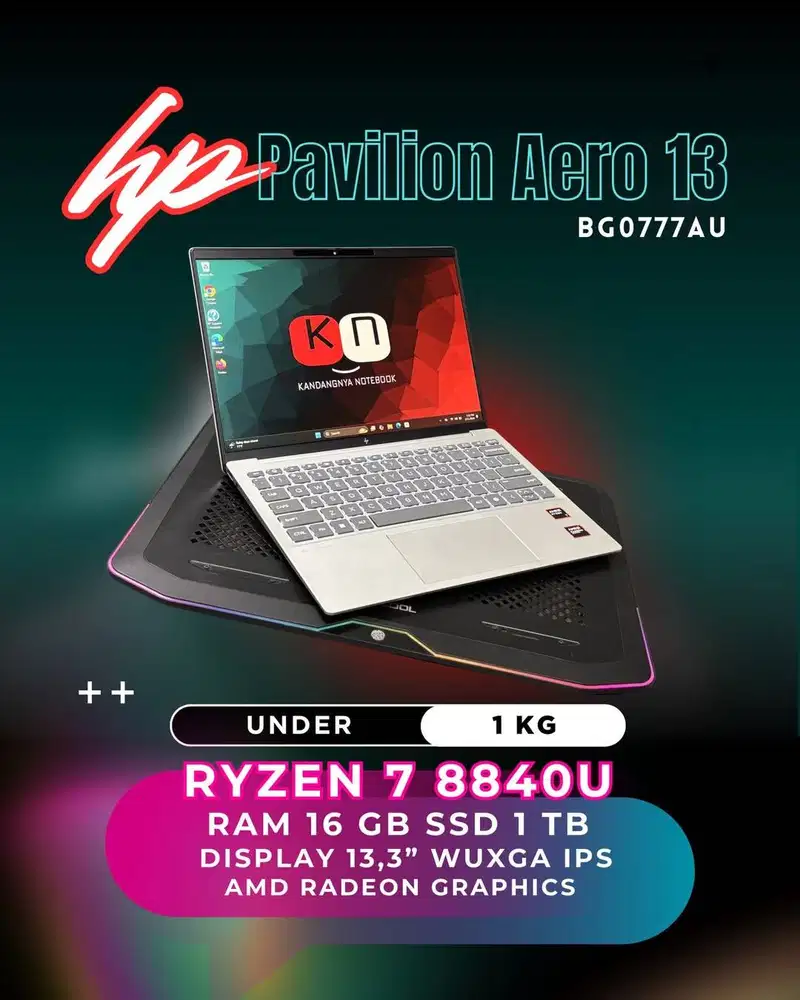 Hp Pavilion Aero 13 BG0777AU Ryzen 7 8840U RAM 16GB 1TB Layar WUXGA