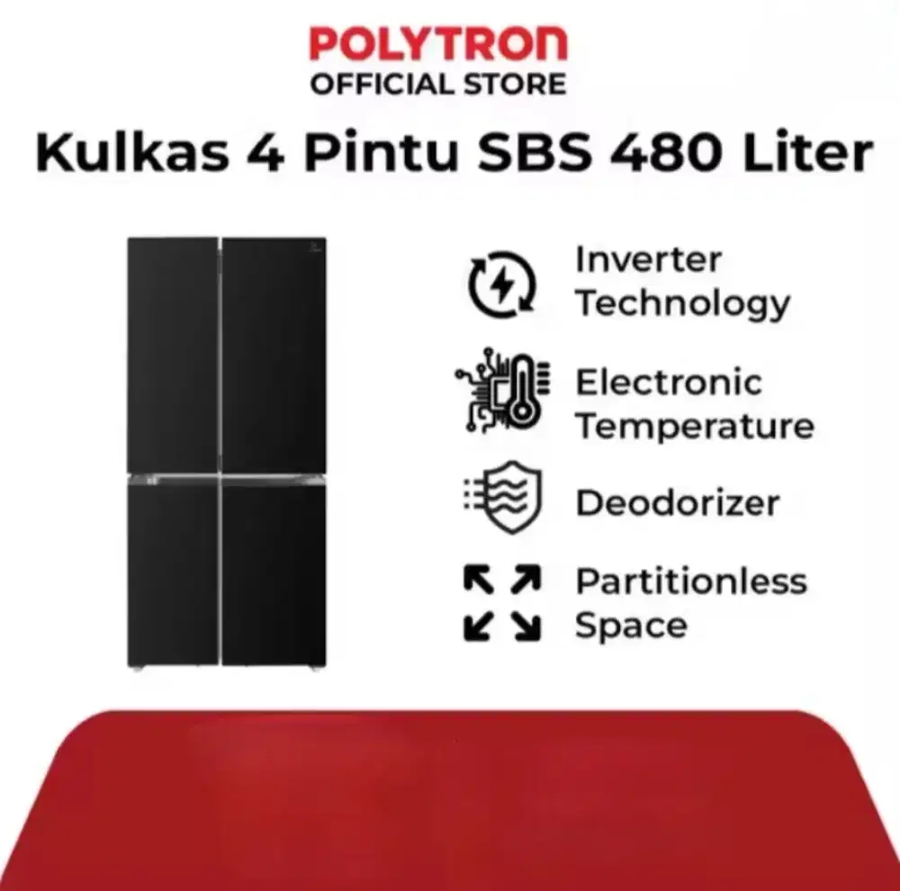 KULKAS 4 PINTU POLYTRON SIDE BY SIDE BELLEZA INVERTER PRS 510X