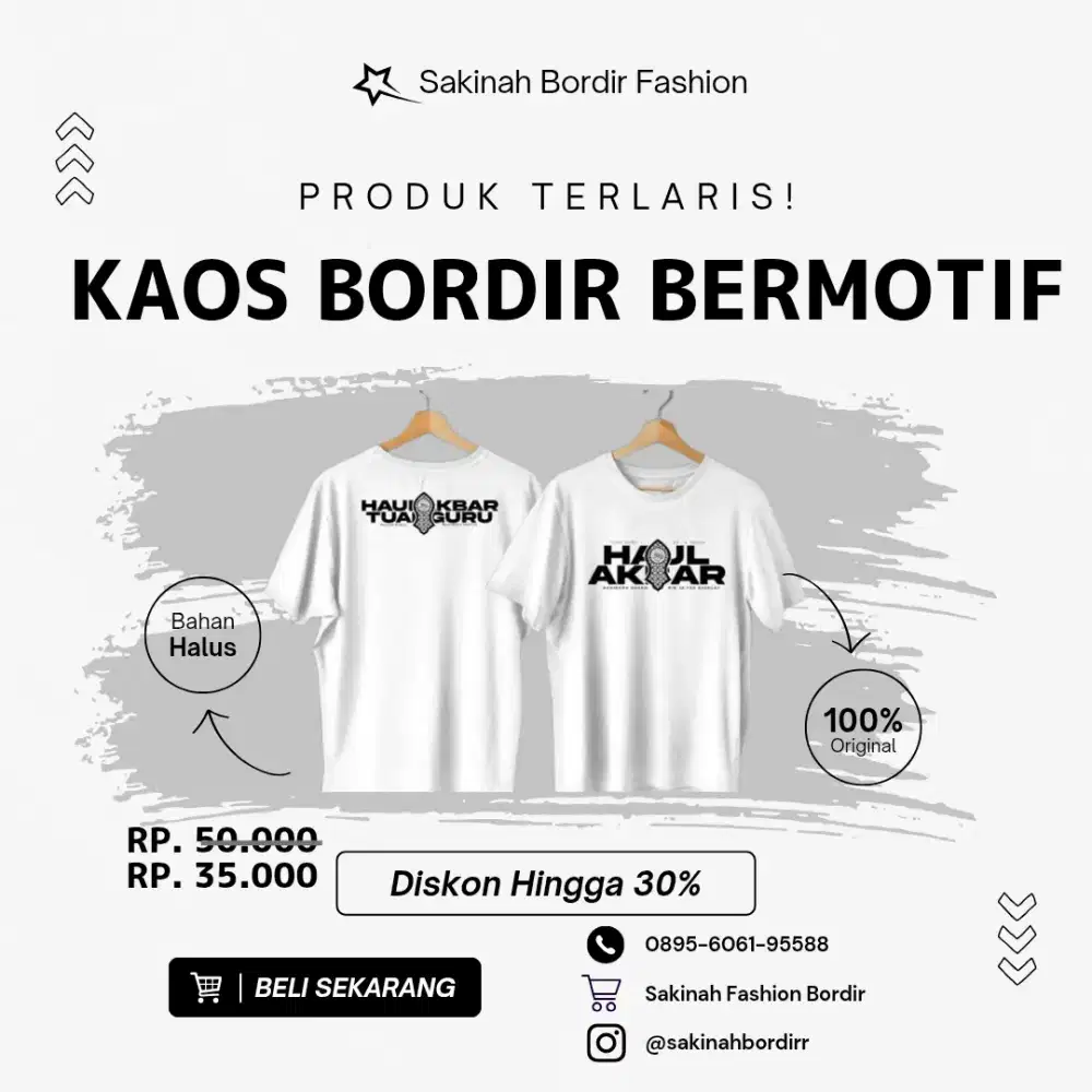 Kaos Lengan Pendek Bermotif Putih
