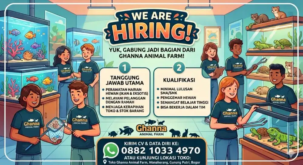 Lowongan Kerja Staff Toko Hewan di Ghanna Animal Farm