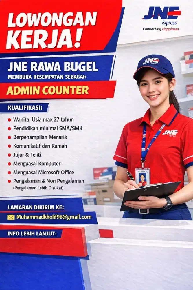 Lowongan admin counter JNe