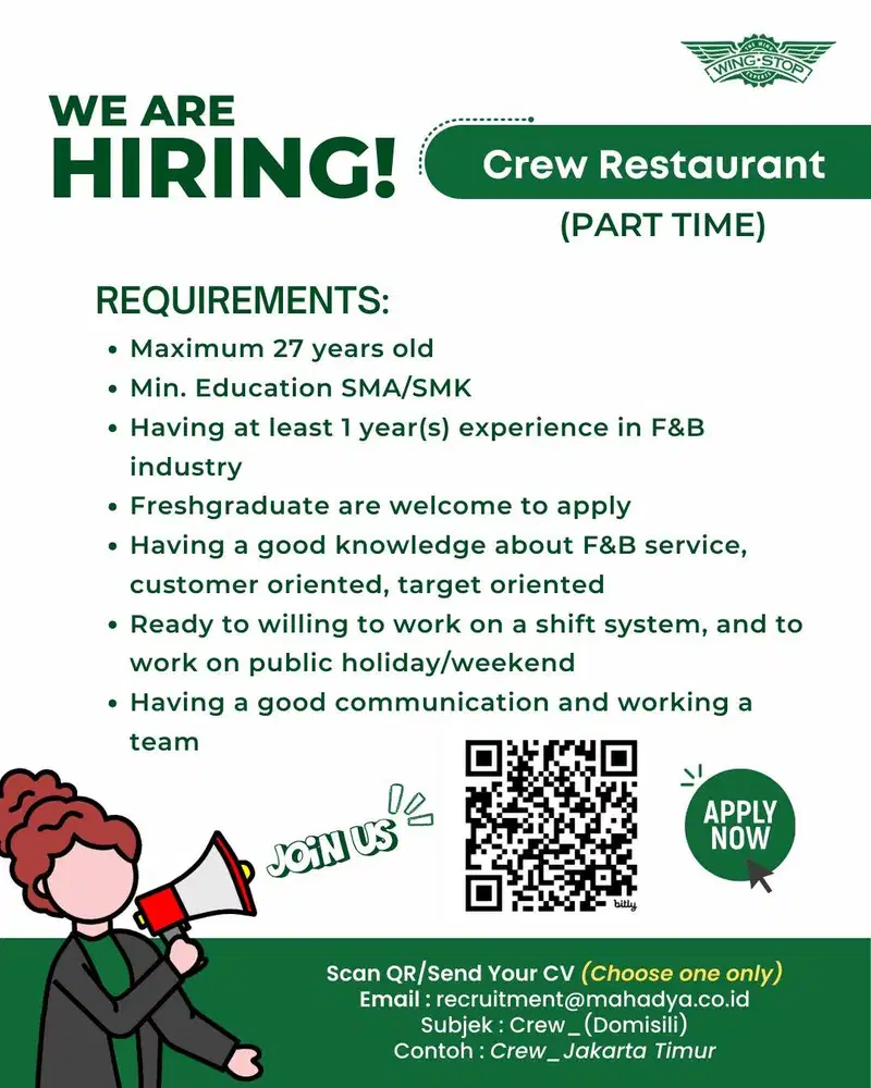 CREW PARTIME - AREA YOGYAKARTA