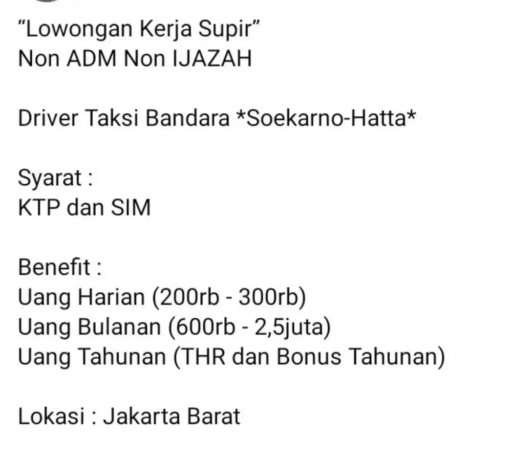 lowongan kerja driver taksi online
