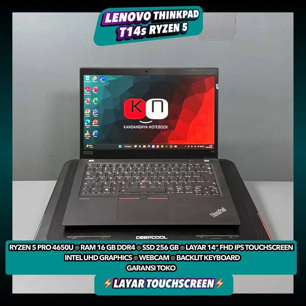 Lenovo Thinkpad T14s Touch Ryzen 5 Pro 4650U RAM 16GB 256GB Layar 14