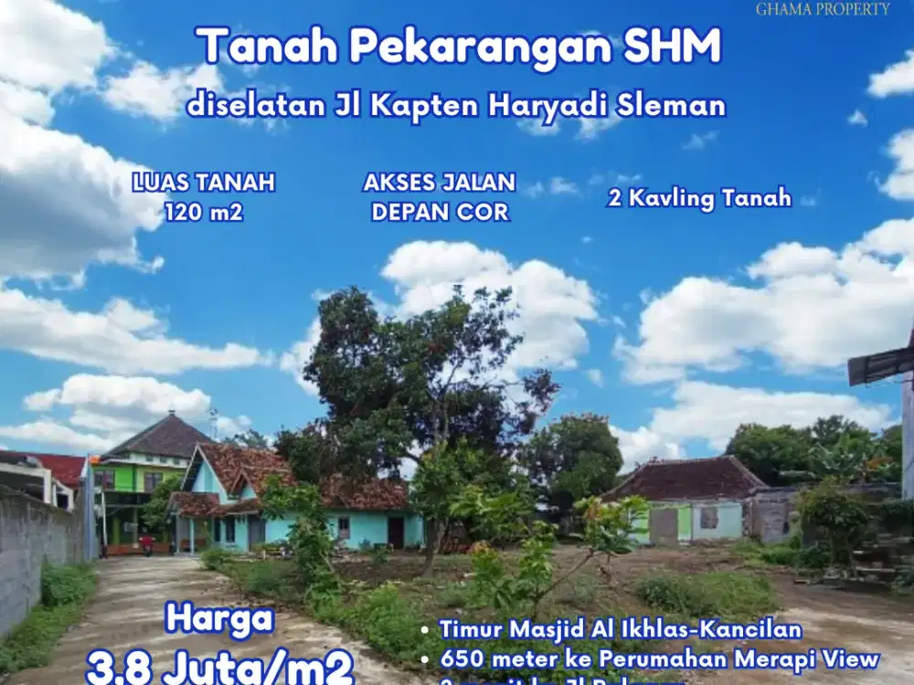 Tanah HOOK 120 m² Lokasi Strategis Dekat Palagan – Aset Investasi Menjanjikan