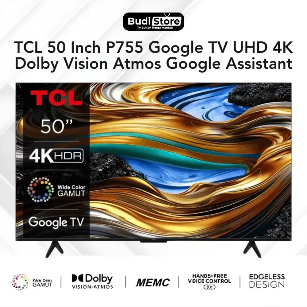 TCL TV 50 Inch P755 UHD 4K HDR 10+ Dolby Vision Atmos dengan Google TV